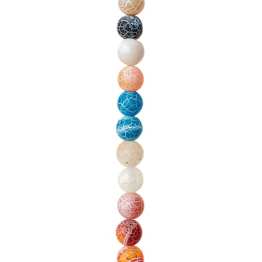12 Packs: 22 ct. (264 total) Matte Multicolor Crackled Agate Round Beads, 8mm by Bead Landing™